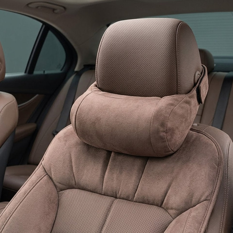Snuffcup® Luxury Alcantara Suede Car Neck Pillow - Ergonomic Headrest Support for Premium Driving Comfort