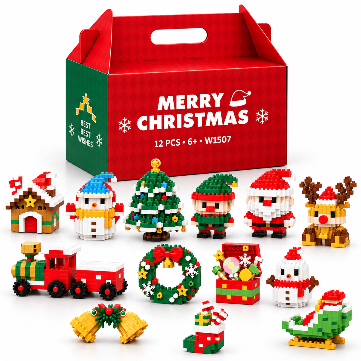 ⏳ Nur heute 49 % sparen – 🎄 12-Tage-Mini-Weihnachtsornament-Adventskalender | 12 einzigartige, festliche Bausets mit Aufhängeschlaufen – perfekt zum Schmücken von Weihnachtsbäumen, Kränzen und festlichen Dekorationen 🧱