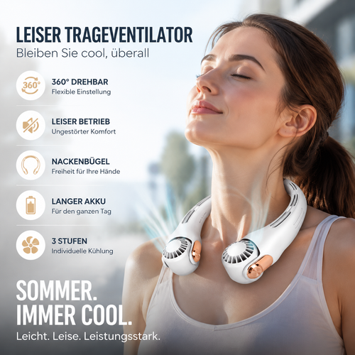🍃🍃 geräuscharmer für den Sommer Tragbarer Nackenlüfter upsell