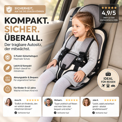 🔥 50 % Rabatt ! Zusammenklappbarer Kindersitz – Faltbar, sicher, überall dabei! 🧒 5-Punkt-Gurt, atmungsaktiv, für 0–12 Jahre ⚡ Limitiertes Angebot ⏳