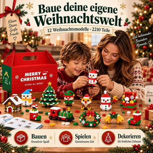 ⏳ Nur heute 49 % sparen – 🎄 12-Tage-Mini-Weihnachtsornament-Adventskalender | 12 einzigartige, festliche Bausets mit Aufhängeschlaufen – perfekt zum Schmücken von Weihnachtsbäumen, Kränzen und festlichen Dekorationen 🧱