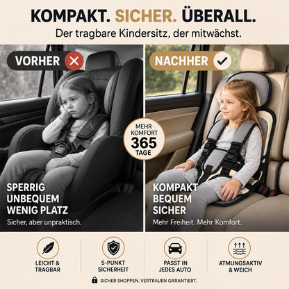 🔥 50 % Rabatt ! Zusammenklappbarer Kindersitz – Faltbar, sicher, überall dabei! 🧒 5-Punkt-Gurt, atmungsaktiv, für 0–12 Jahre ⚡ Limitiertes Angebot ⏳