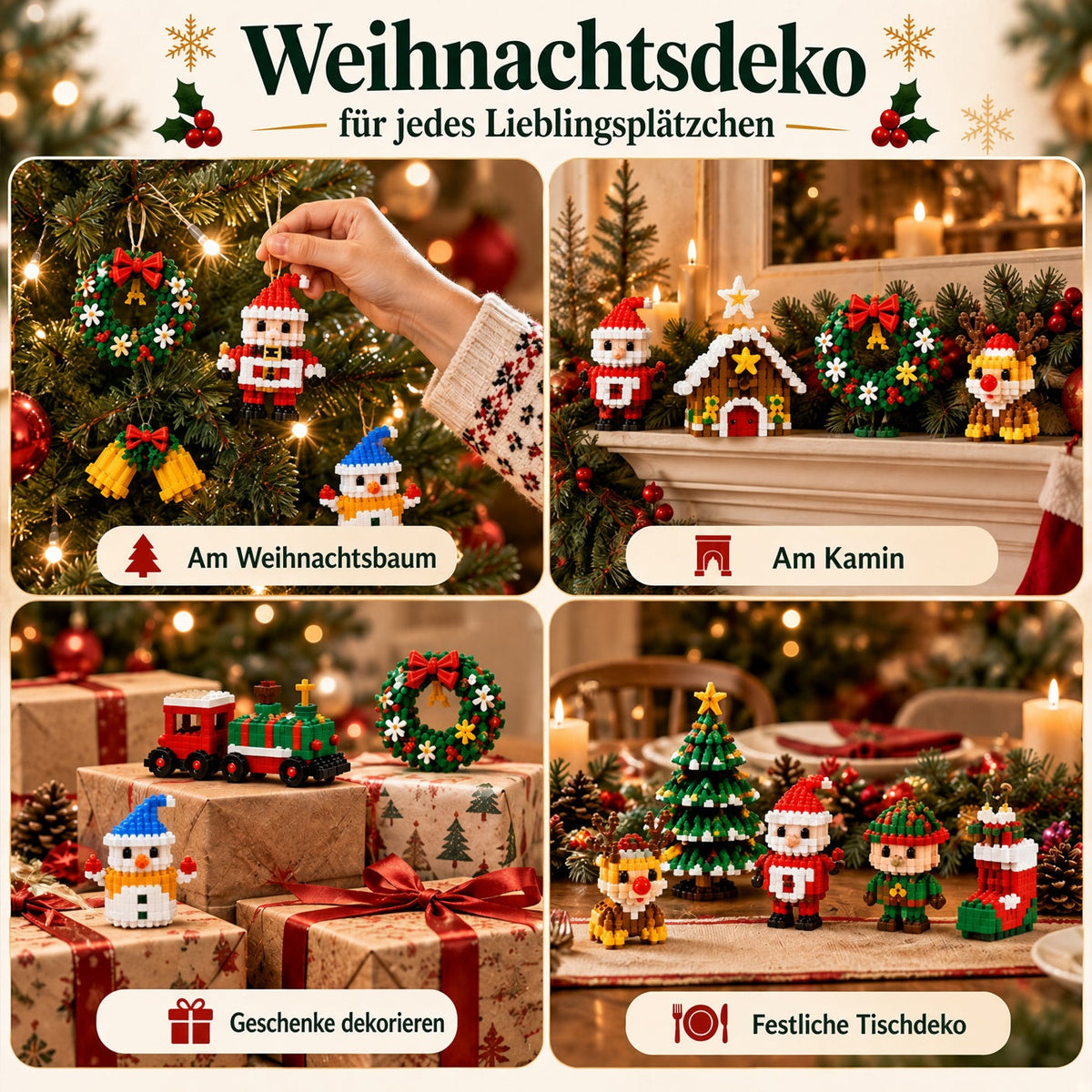 ⏳ Nur heute 49 % sparen – 🎄 12-Tage-Mini-Weihnachtsornament-Adventskalender | 12 einzigartige, festliche Bausets mit Aufhängeschlaufen – perfekt zum Schmücken von Weihnachtsbäumen, Kränzen und festlichen Dekorationen 🧱