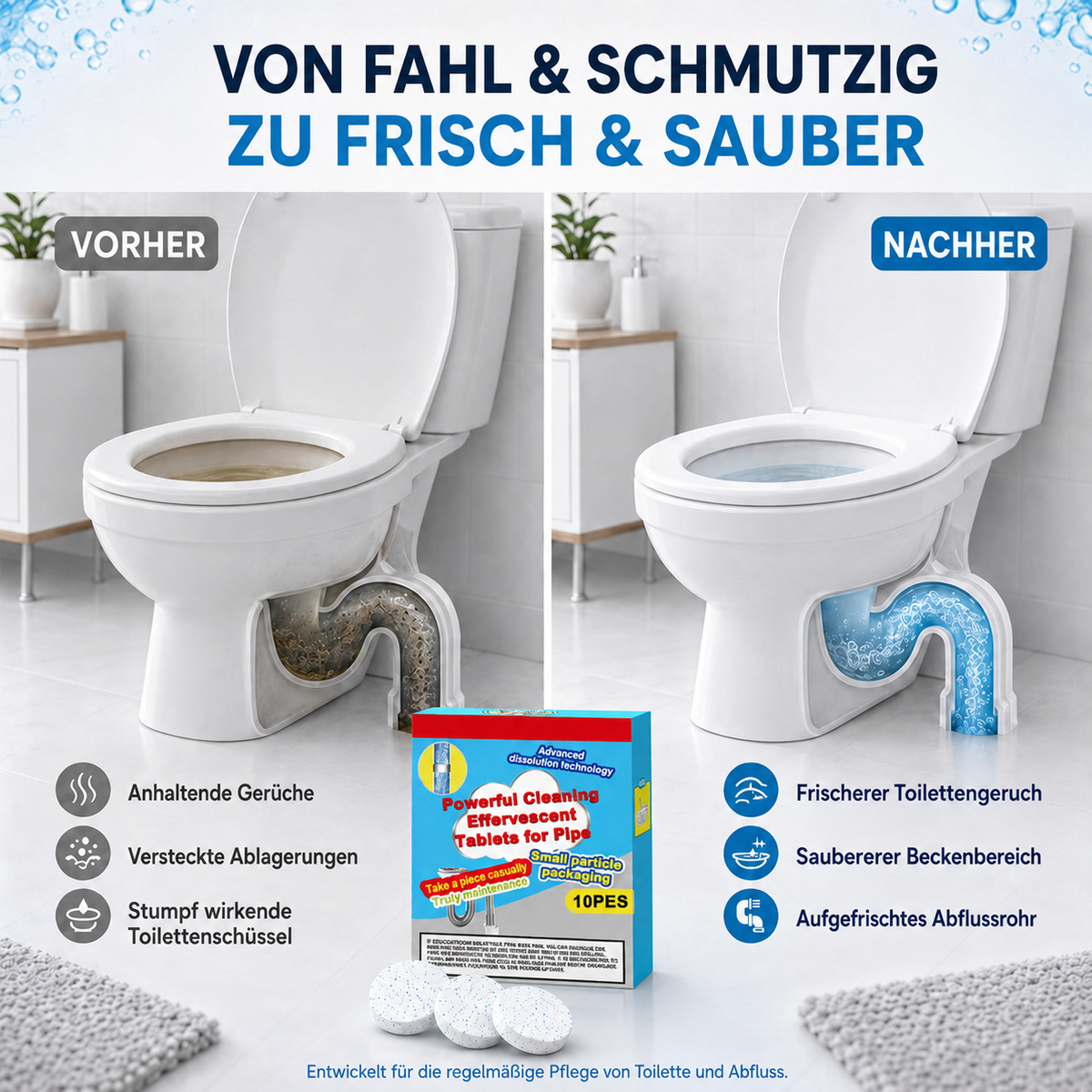 🔥🎁 1+1 GRATIS!!🥳 💞 50K+ VERKAUFT! ⚡💧 Leistungsstarke Brausetabletten zur Rohrreinigung