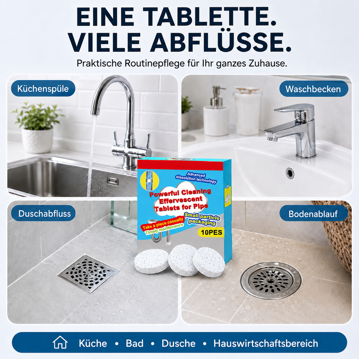 🔥🎁 1+1 GRATIS!!🥳 💞 50K+ VERKAUFT! ⚡💧 Leistungsstarke Brausetabletten zur Rohrreinigung