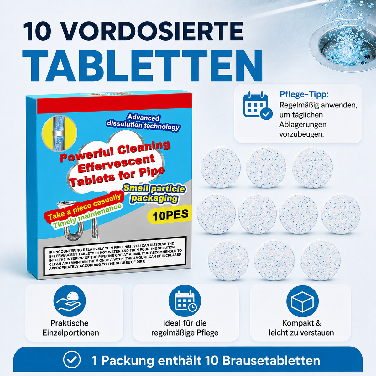 🔥🎁 1+1 GRATIS!!🥳 💞 50K+ VERKAUFT! ⚡💧 Leistungsstarke Brausetabletten zur Rohrreinigung