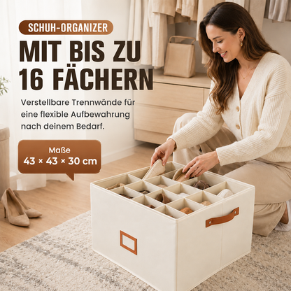 👟 Schuh-Organizer aus Stoff – platzsparende Aufbewahrungsbox – für bis zu 16 Paar Schuhe – ideal für Kleiderschränke, Flure & Reisen – schützt vor Staub & Schmutz