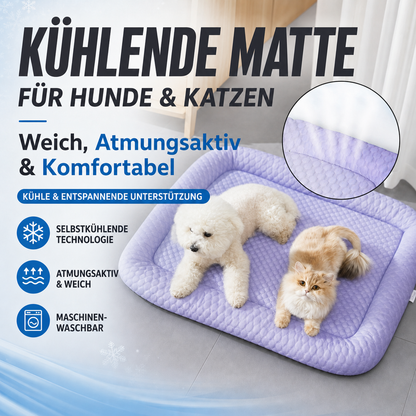 ❄️ Haustier-Kühlmatte für Hunde & Katzen 🐾 Natürlich kühles Ice-Silk-Pad • Atmungsaktiv • waschbar • weich