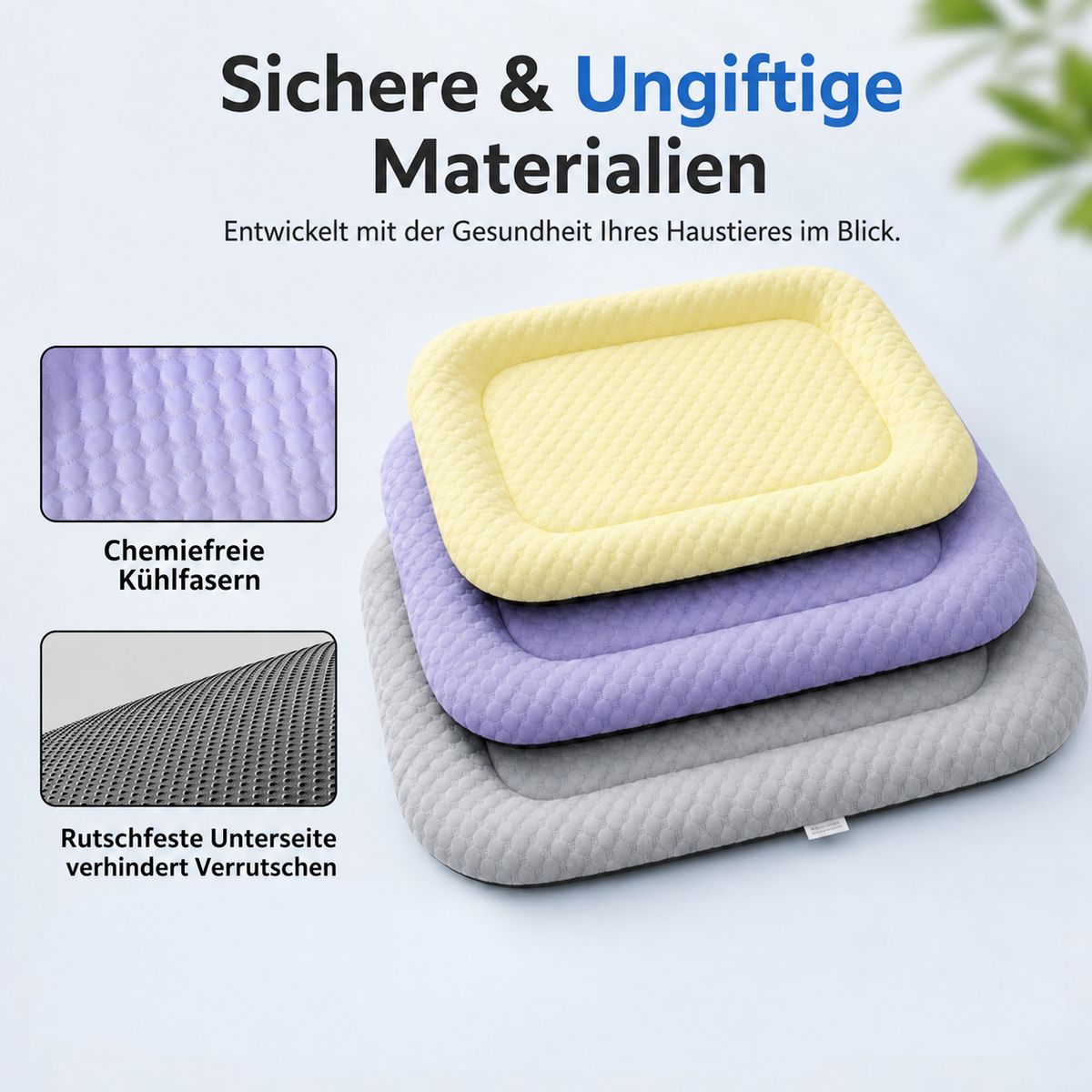 ❄️ Haustier-Kühlmatte für Hunde & Katzen 🐾 Natürlich kühles Ice-Silk-Pad • Atmungsaktiv • waschbar • weich