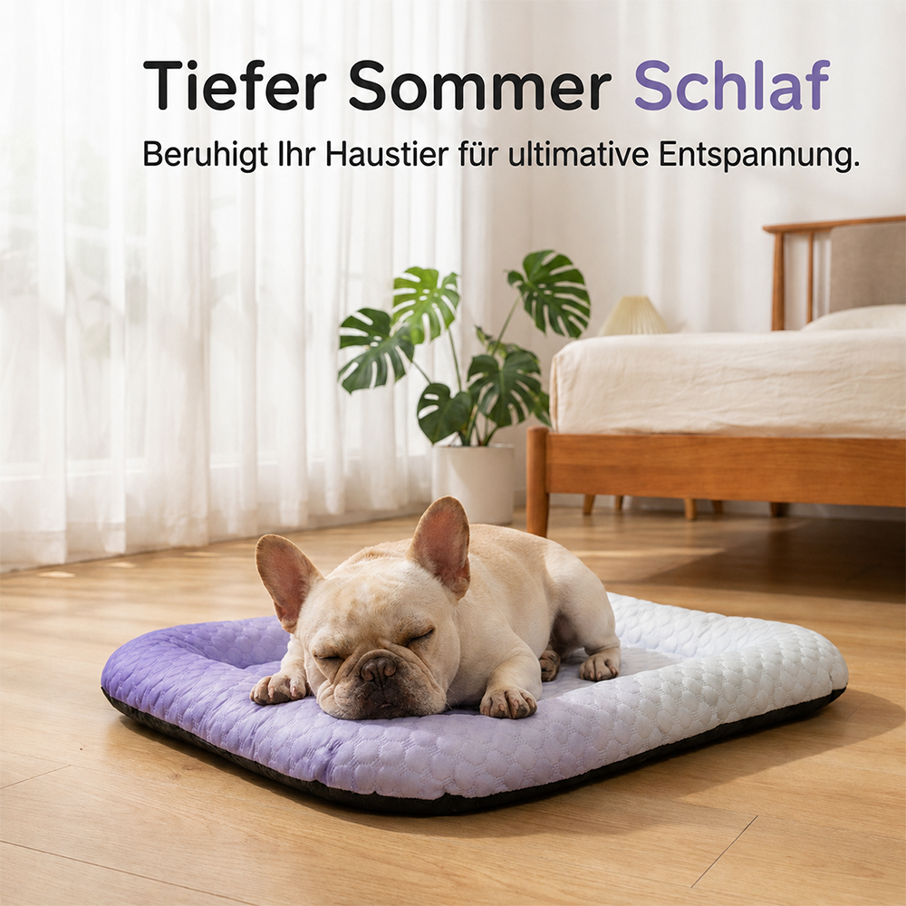 ❄️ Haustier-Kühlmatte für Hunde & Katzen 🐾 Natürlich kühles Ice-Silk-Pad • Atmungsaktiv • waschbar • weich