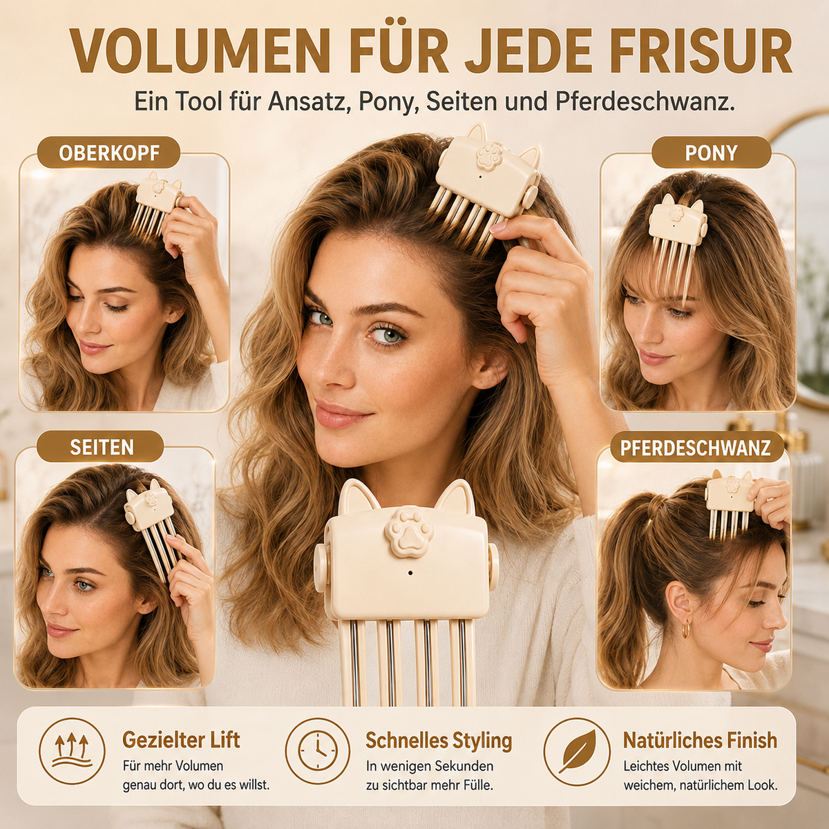 🔥 Volumen-Clip für Haarwurzeln – Mehr Fülle mit gezielter Wärme, ohne aufwendiges Toupieren 💁‍♀️