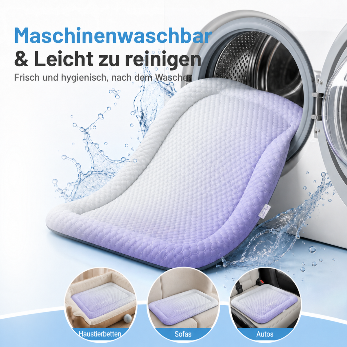 ❄️ Haustier-Kühlmatte für Hunde & Katzen 🐾 Natürlich kühles Ice-Silk-Pad • Atmungsaktiv • waschbar • weich