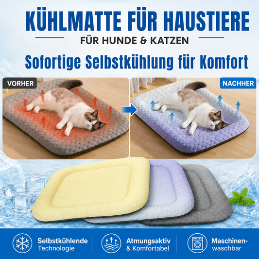❄️ Haustier-Kühlmatte für Hunde & Katzen 🐾 Natürlich kühles Ice-Silk-Pad • Atmungsaktiv • waschbar • weich