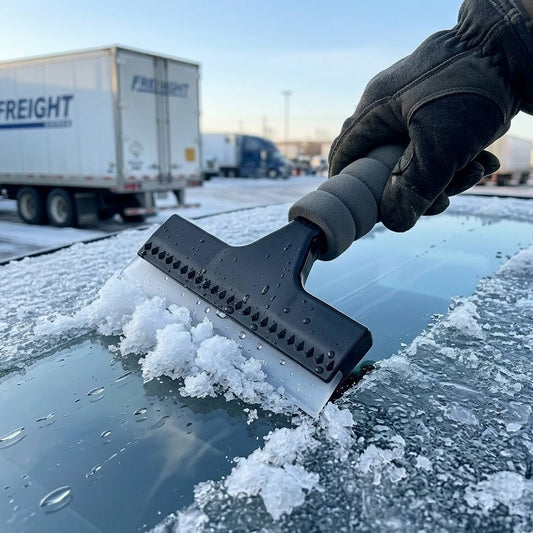 Snuffcup® Heavy Duty Truck & Car Squeegee - 2-in-1 Snow Ice Scraper & Water Blade, Anti-Freeze Cushioned Grip, Durable Windshield Cleaning Tool