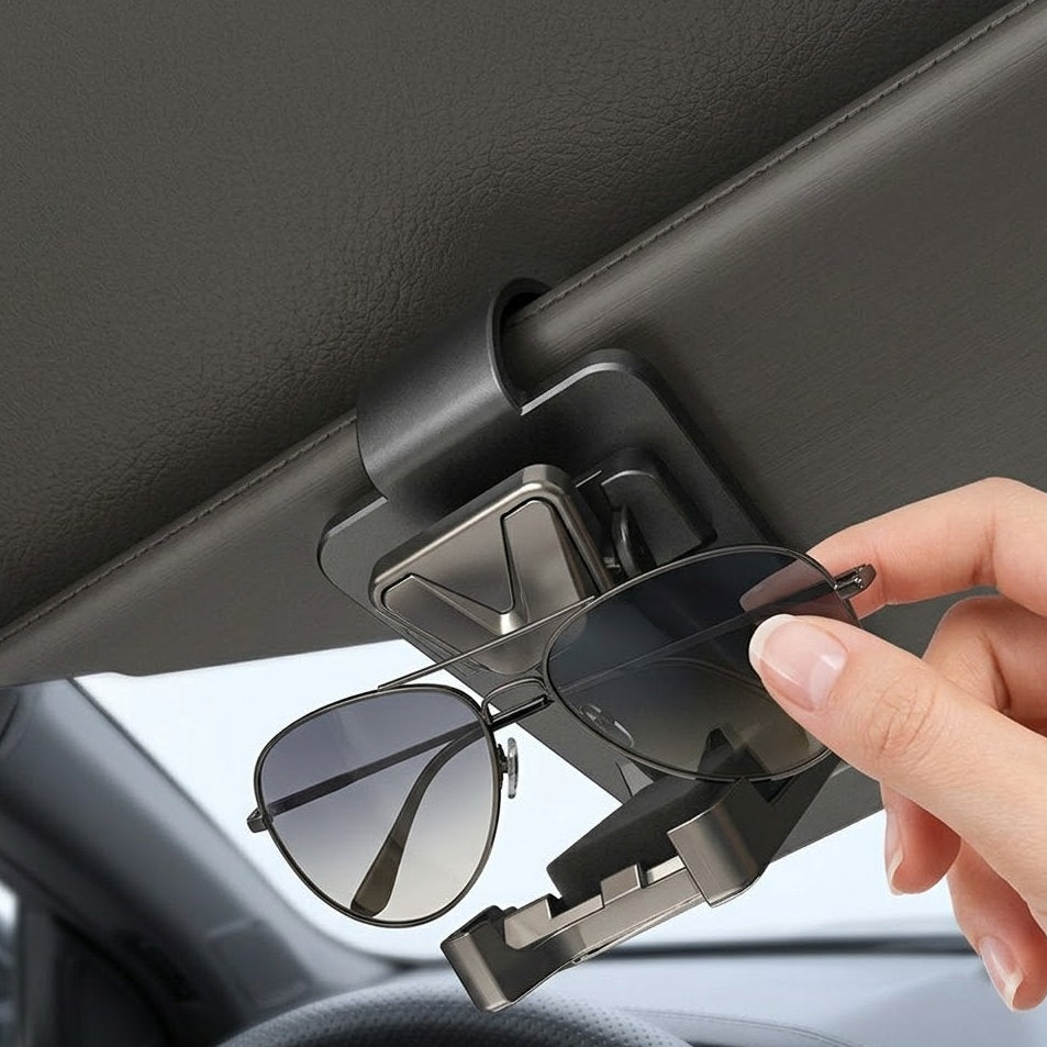Snuffcup® Universal Car Visor Glasses Mount - One-Touch Magnetic Clip, One-Handed Operation Sunglasses Holder for Car, Zinc Alloy Anti-Scratch Organizer