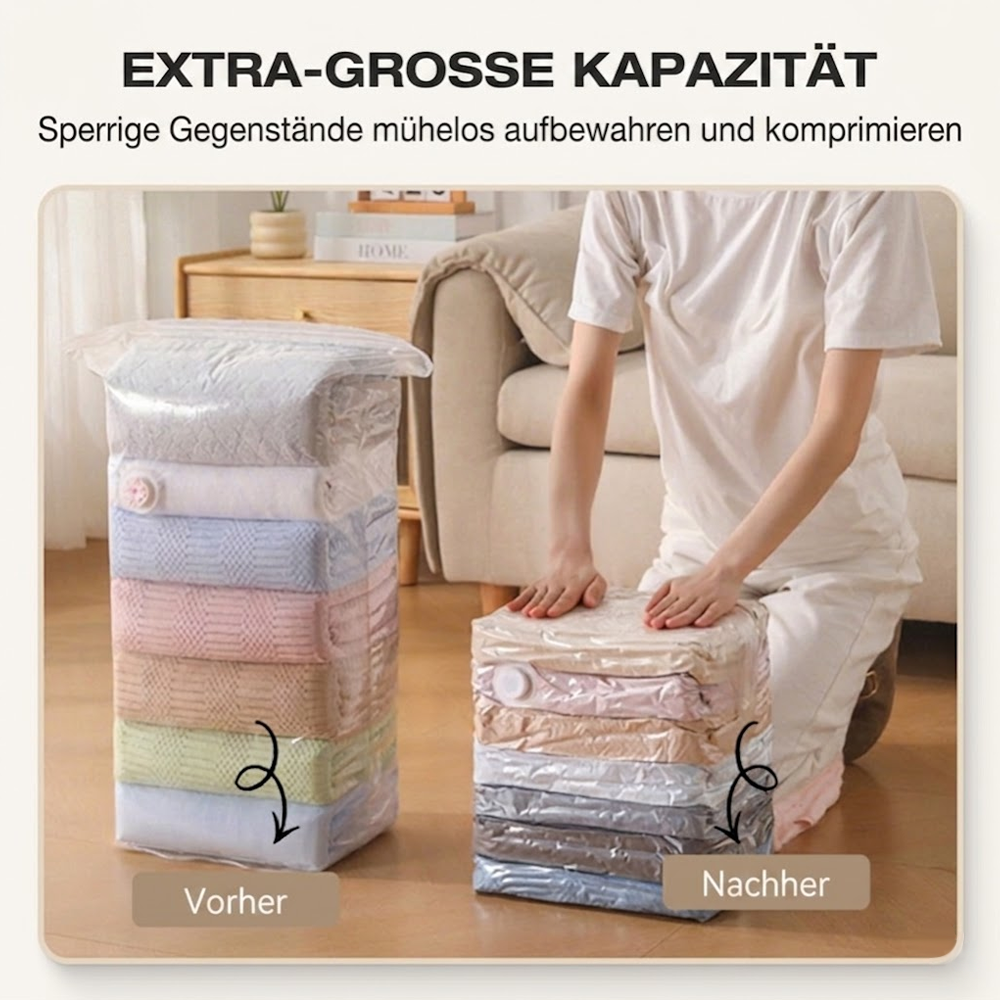 🧳💨 Vakuum-Aufbewahrungsbeutel ohne Pumpe – Einfach komprimieren & platzsparend verstauen upsell