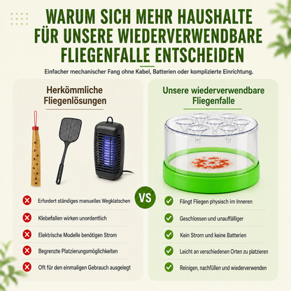 Wiederverwendbare, nicht-elektrische Fliegenfalle – sicher für Haustiere und Kinder 🐶👶🚫⚡🪰