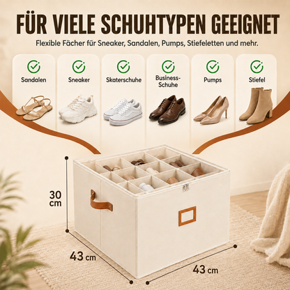 👟 Schuh-Organizer aus Stoff – platzsparende Aufbewahrungsbox – für bis zu 16 Paar Schuhe – ideal für Kleiderschränke, Flure & Reisen – schützt vor Staub & Schmutz