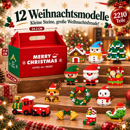 ⏳ Nur heute 49 % sparen – 🎄 12-Tage-Mini-Weihnachtsornament-Adventskalender | 12 einzigartige, festliche Bausets mit Aufhängeschlaufen – perfekt zum Schmücken von Weihnachtsbäumen, Kränzen und festlichen Dekorationen 🧱