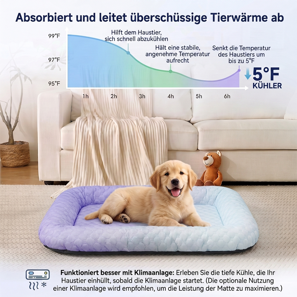 ❄️ Haustier-Kühlmatte für Hunde & Katzen 🐾 Natürlich kühles Ice-Silk-Pad • Atmungsaktiv • waschbar • weich