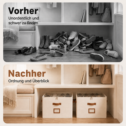 👟 Schuh-Organizer aus Stoff – platzsparende Aufbewahrungsbox – für bis zu 16 Paar Schuhe – ideal für Kleiderschränke, Flure & Reisen – schützt vor Staub & Schmutz