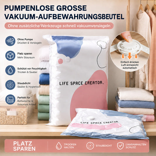 🧳💨 Vakuum-Aufbewahrungsbeutel ohne Pumpe – Einfach komprimieren & platzsparend verstauen upsell