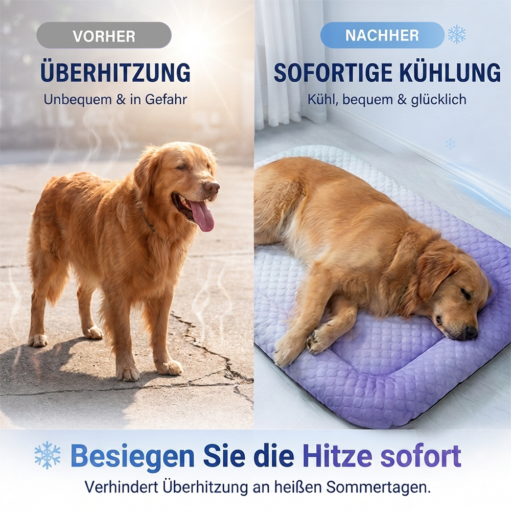 ❄️ Haustier-Kühlmatte für Hunde & Katzen 🐾 Natürlich kühles Ice-Silk-Pad • Atmungsaktiv • waschbar • weich