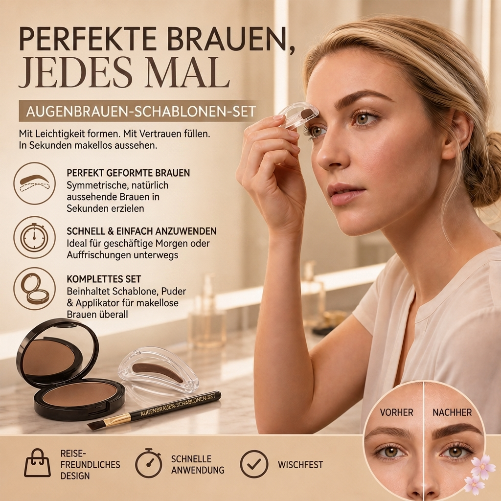 💞 Sofort verstellbarer Augenbrauenstempel mit zweifarbigem Augenbrauenpuder