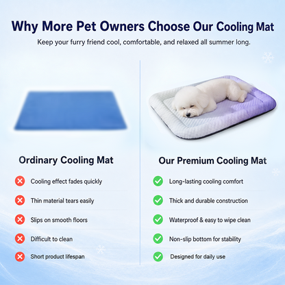 ❄️ Haustier-Kühlmatte für Hunde & Katzen 🐾 Natürlich kühles Ice-Silk-Pad • Atmungsaktiv • waschbar • weich