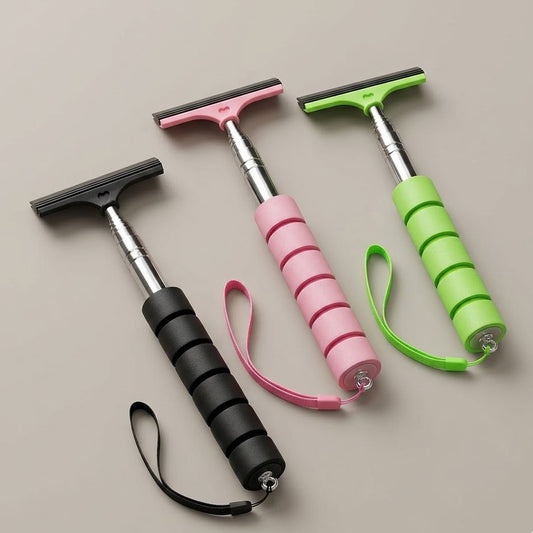 Snuffcup® Retractable Car Rearview Mirror Squeegee - Extendable Glass Wiper with Soft Sponge Handle for Rainy Day Visibility
