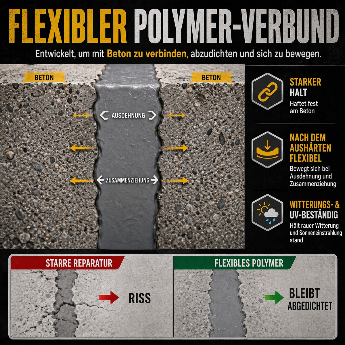 💧 50% Rabatt! Wasserfester Beton-Rissfüller 🧱 – Risse schnell reparieren & zuverlässig abdichten 🔧