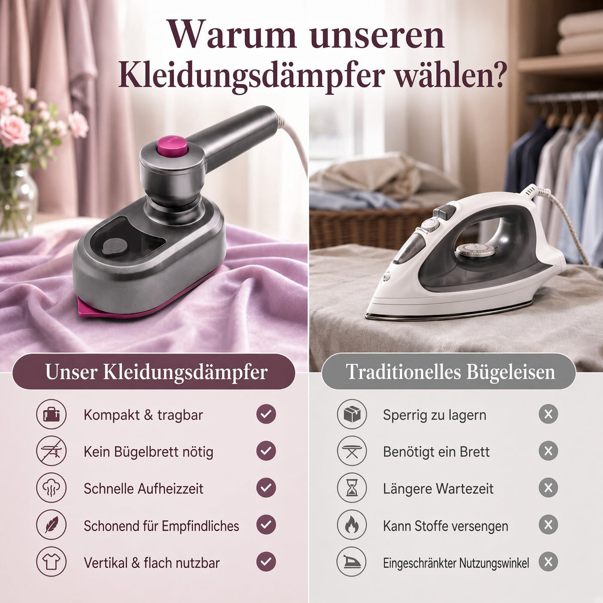 🔥 50 % RABATT! Tragbarer Kleidungsstück Bügeleisen – Kleidung schnell & einfach glätten