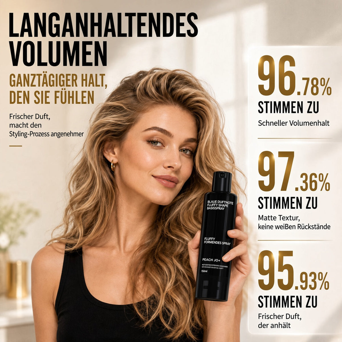 🎉🎉 50 % RABATT | NUR FÜR KURZE ZEIT!  Volumen-Haarspray – Haarspray mit lang anhaltendem Pfirsichduft für mehr Volumen und perfekten Halt den ganzen Tag.
