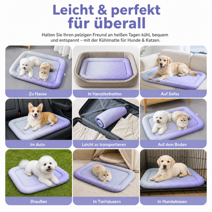 ❄️ Haustier-Kühlmatte für Hunde & Katzen 🐾 Natürlich kühles Ice-Silk-Pad • Atmungsaktiv • waschbar • weich