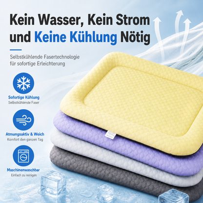 ❄️ Haustier-Kühlmatte für Hunde & Katzen 🐾 Natürlich kühles Ice-Silk-Pad • Atmungsaktiv • waschbar • weich