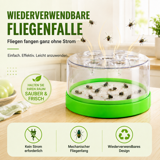 Wiederverwendbare, nicht-elektrische Fliegenfalle – sicher für Haustiere und Kinder 🐶👶🚫⚡🪰