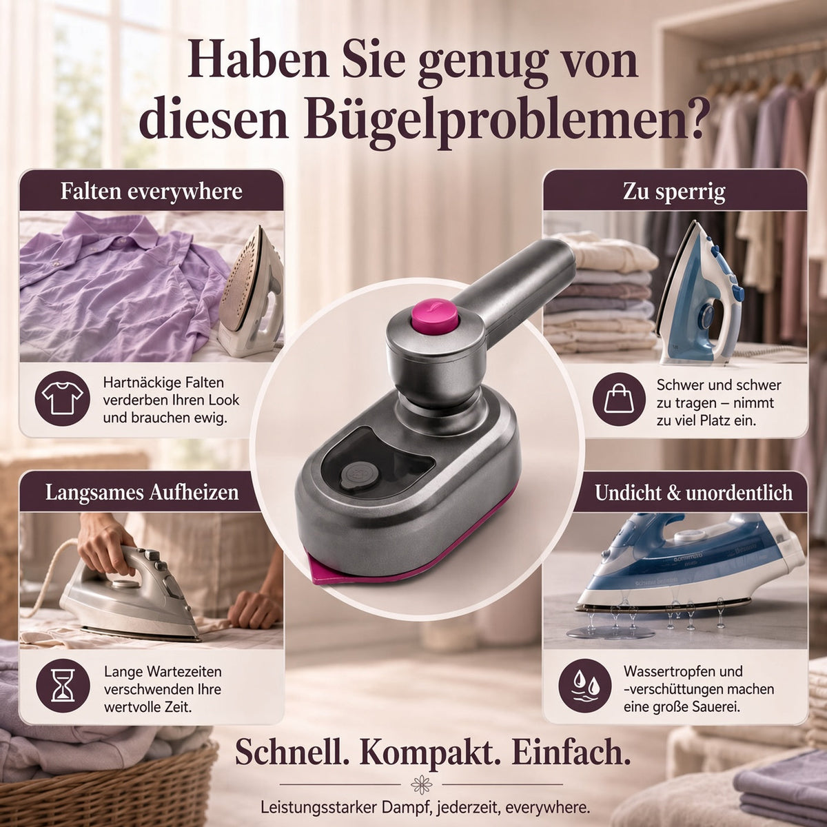 🔥 50 % RABATT! Tragbarer Kleidungsstück Bügeleisen – Kleidung schnell & einfach glätten