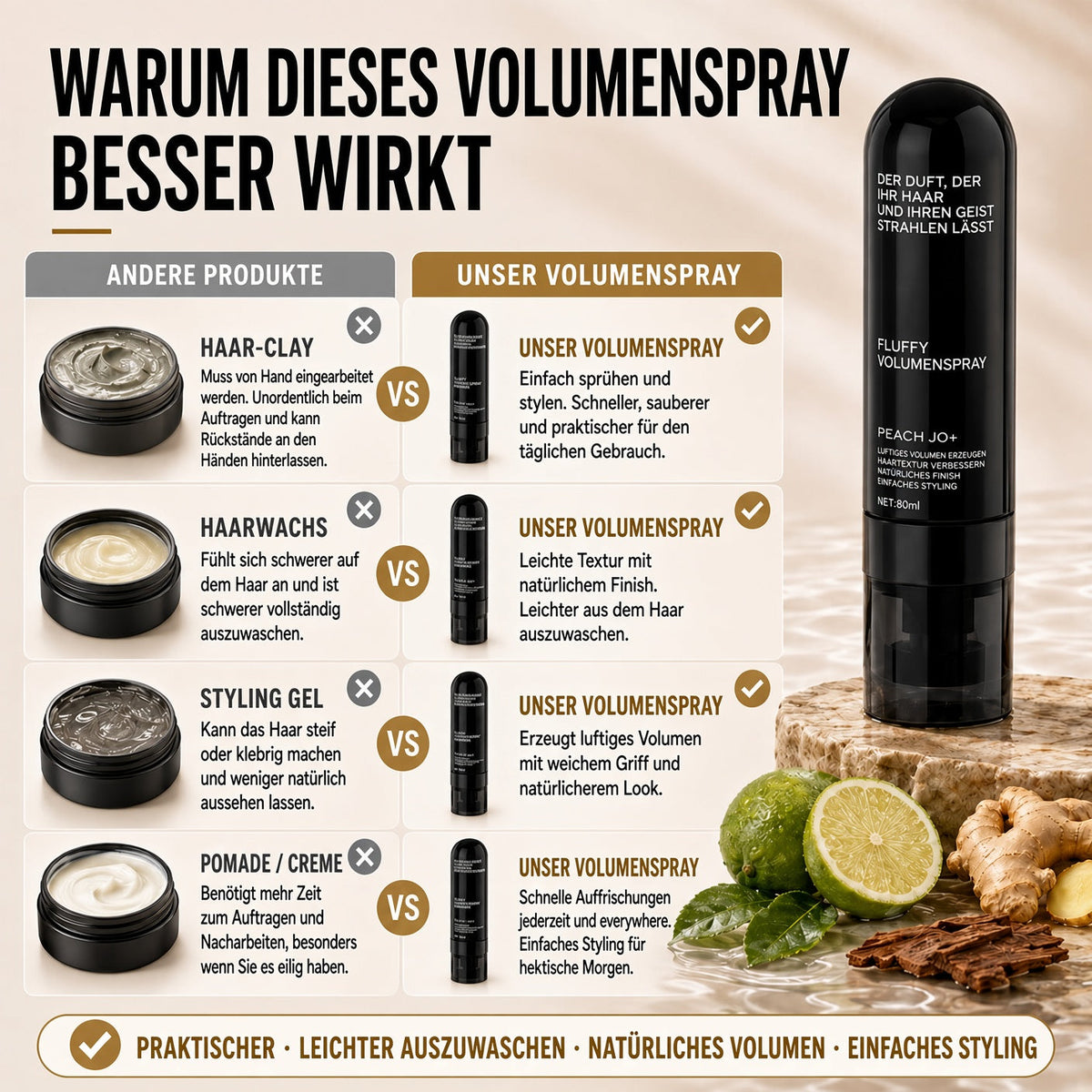 🎉🎉 50 % RABATT | NUR FÜR KURZE ZEIT!  Volumen-Haarspray – Haarspray mit lang anhaltendem Pfirsichduft für mehr Volumen und perfekten Halt den ganzen Tag.