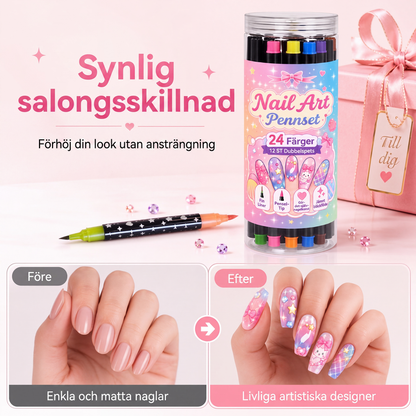 24-Farben Doppelseitige Nagel-Art-Stifte Set